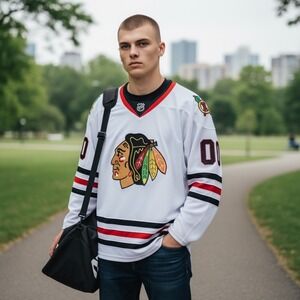 UNLC Chicago Blackhawks Griswold 00 Hockey Jersey Adult L White Red Black